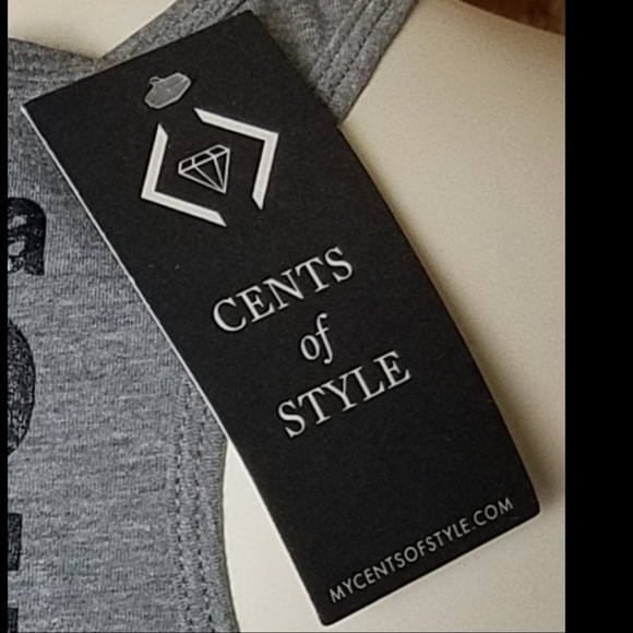 NEW W/TAGS Femme Power "Like a Girl" Gray Racerback Designer Tank Top Large - Picture 7 of 8